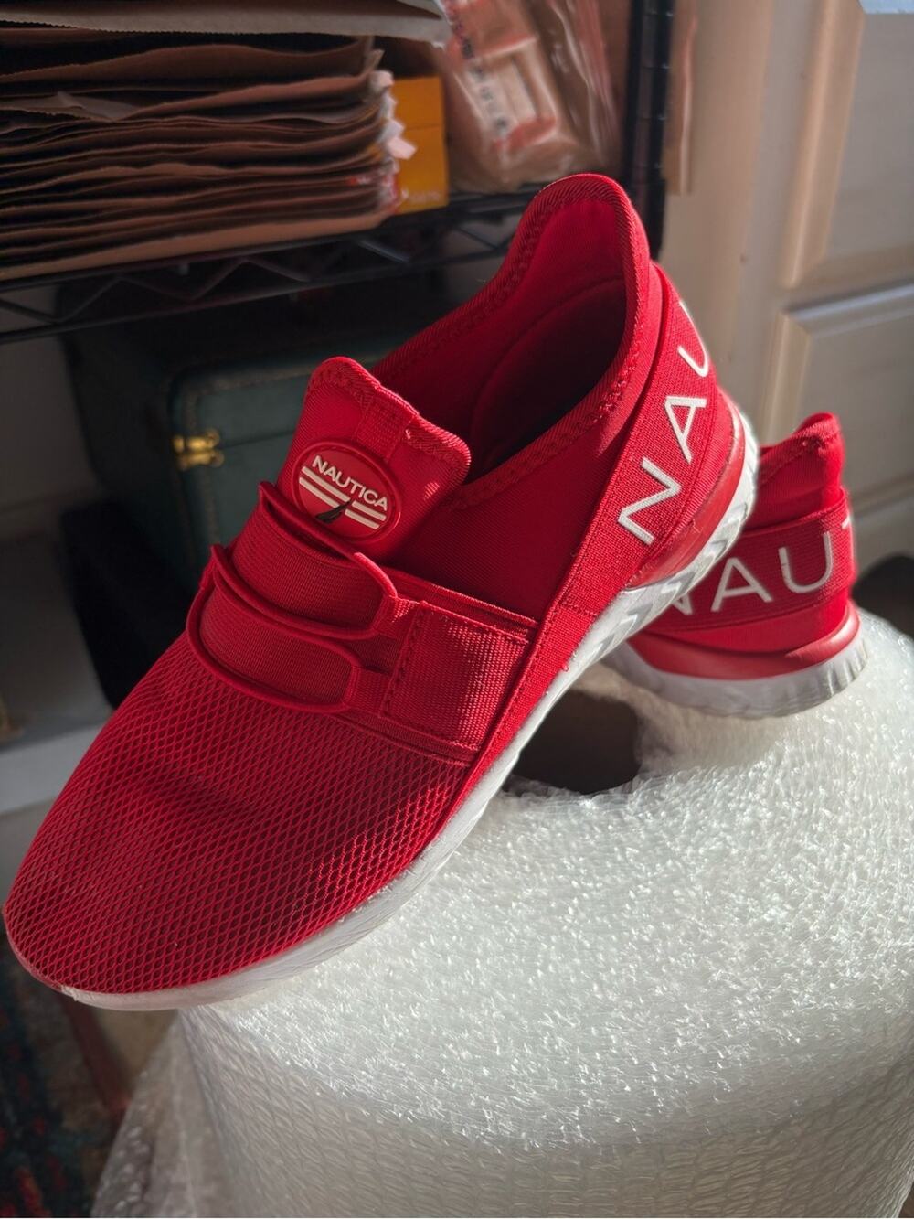 Nautica Boys Red Slip-On Mesh Sneaker Size 4